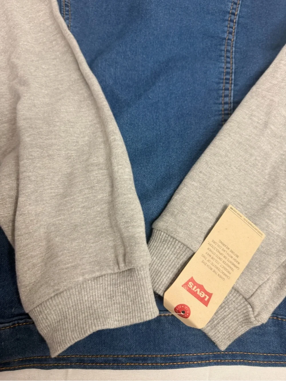 Levi's Kids Blue Denim Jacket with Light Gray Hood & Sleeves